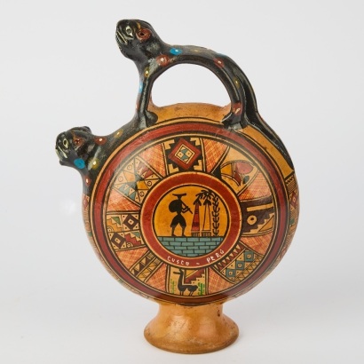 An Aquila Hand-Painted Footed Bowl with Eyptian Motif