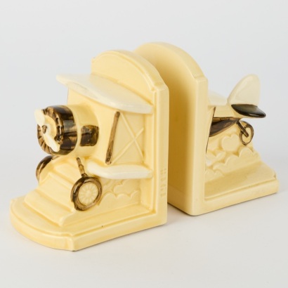 Two Vintage Aeroplane Bookends