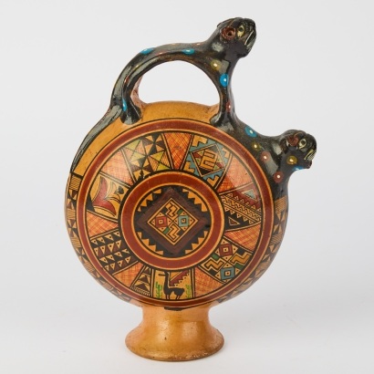 A Peruvian Style Cusco Terracotta Jar c.1980 A/F