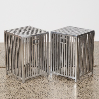 A Pair of Vintage Aluminium Stools/Sidetables