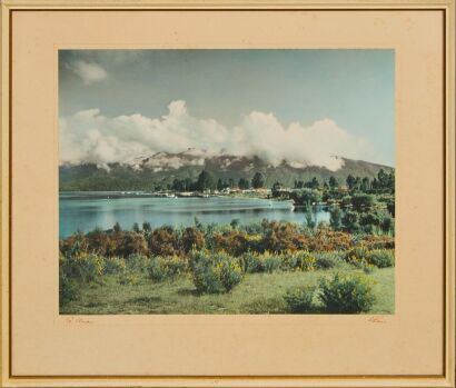 A Whites Aviation Hand-Coloured Photograph of Te Anau