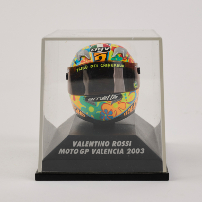 A 1:5 Valentino Rossi MotoGP Valencia 2003 Minichamps Model Helmet