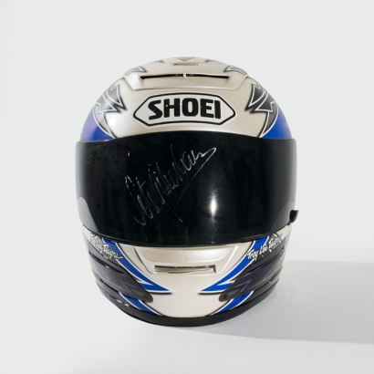 A Sete Gibernau Signed Shoei X8 Replica Blue/White