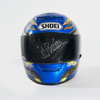 A Sete Gibernau Signed Shoei X8 Replica Blue/Yellow