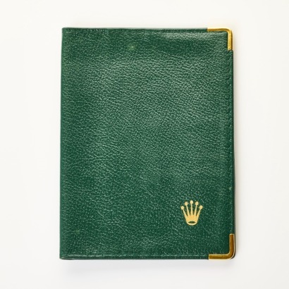 Rolex, Green Leather Passport Holder / Wallet