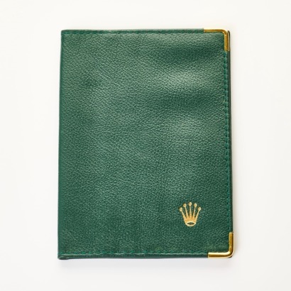 Rolex, Green Leather Passport Holder / Wallet