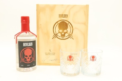 (1) Clark Lane Distillery Devilskin Batch 666 Gin with 2 Glasses, 40% ABV (Signed Box) (GB)