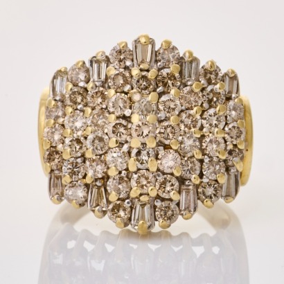 14ct Yellow Gold, 2.27ct Diamond Mixed cut Cluster Ring