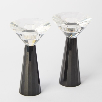 A Pair Of Swarovski Crystal Candlesticks