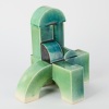 A Large Green Ceramic Geometric Form