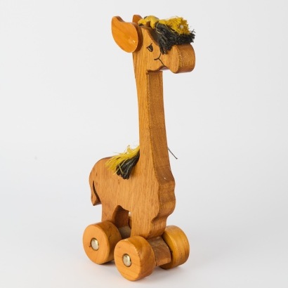 A Vintage New Zealand Made Wooden Toy Giraffe