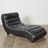 A Modern Black Leather Chaise Lounge