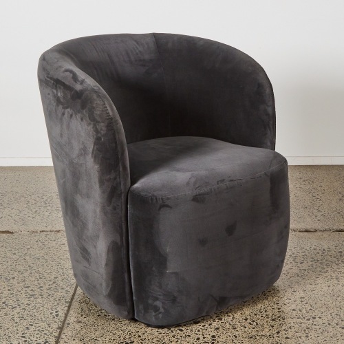 A Velvet Swivel Barrel Accent Chair