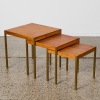 A Set of Three Walnut and Brass Nesting Side Tables