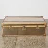 A Halo Timothy Oulton Trunk in Brushed Steel with Brown Leather Trim