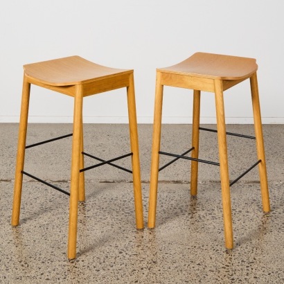 A Pair of Tangerine Stools by Simon James
