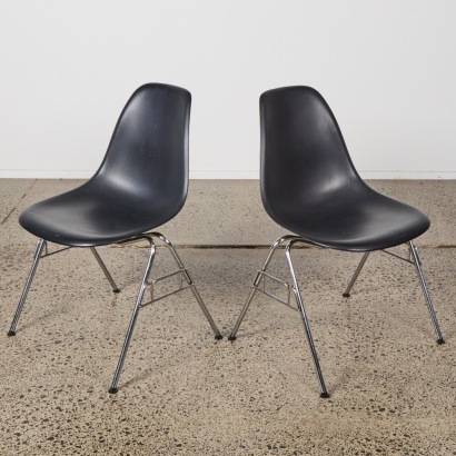 A Set of Two Fibreglass DSR Chairs by Eames for Herman Miller