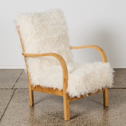 An Art Deco Armchair Faux Mongolian Fur Upholstery