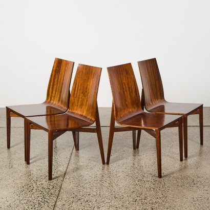 A Set Of 4 Formed Wood Chairs