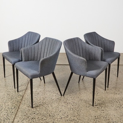 A Suite of Four Tub Chairs in Grey Upholstery