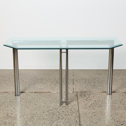 A Post Modern Glass Topped Console