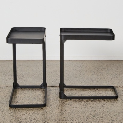 A Pair Of Minimal Black Metal Side Tables