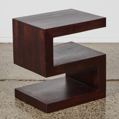 A Wooden S Shaped Side Table