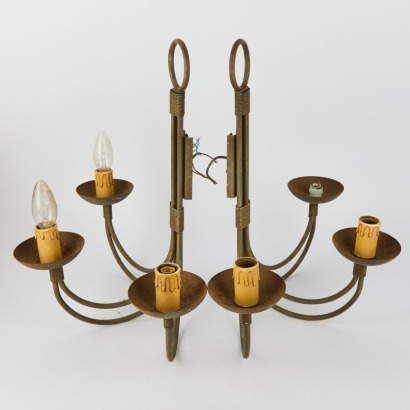 A Pair of Rustic Verdigris Wall Sconce