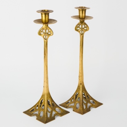 A Pair of Art Nouveau Candlesticks Holders