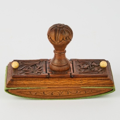 A Wood Blotter with Two Stamp Compartments