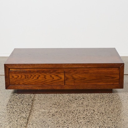 A Lowline Coffee Table with Drawers in Dark Stained Oak