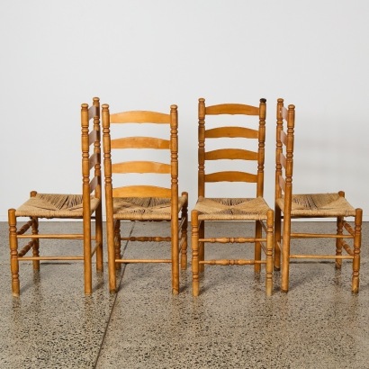A Set of Four Spindle Ladderback and Cane Chairs