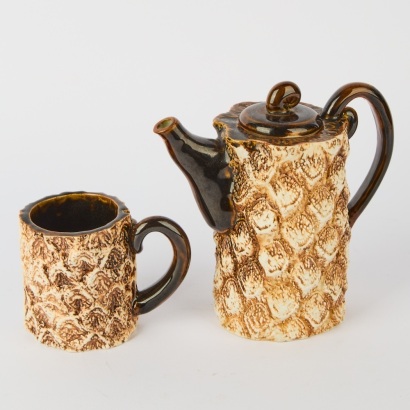 A Margaret Bray Coffee Pot and Coffee Mug