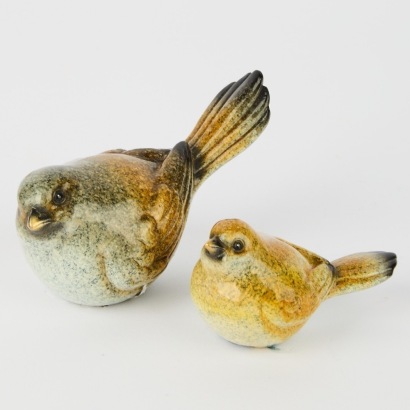 A Pair Of NZ Made Ceramic Piwakawaka (Fantails)