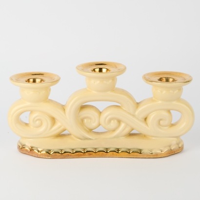 A German Ceramic Candle Holder With Gold Decoration c.1950s
