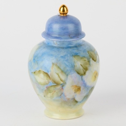 A Vintage Hand Painted Vase With Lid