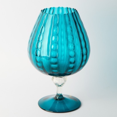A Vintage Empoli Large Glass Bowl Made in Italy