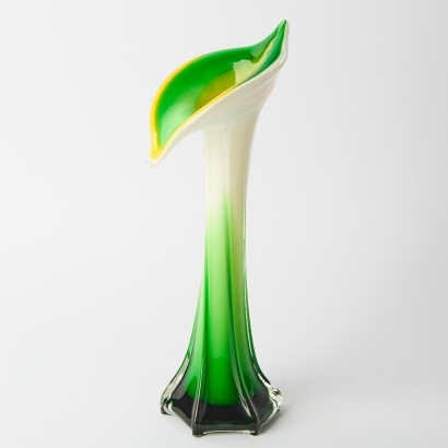 A Lily Green Murano Glass Vase