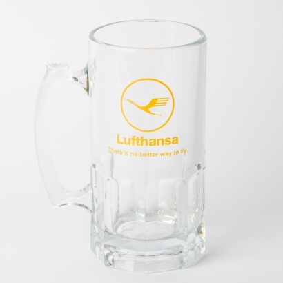A Vintage Lufthansa Advertising Glass Stein