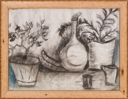 An Original Charcoal on Paper Framed Artwork Artist Unknown