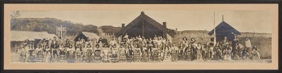 A Panorama Group Portrait of Ngāti Wāhiao Whakarewarewa, Rotorua