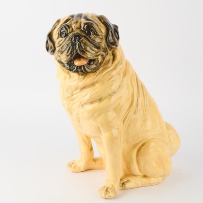A Mid-Century Italian Porcelain Pug Dog Floor Sculpture AF