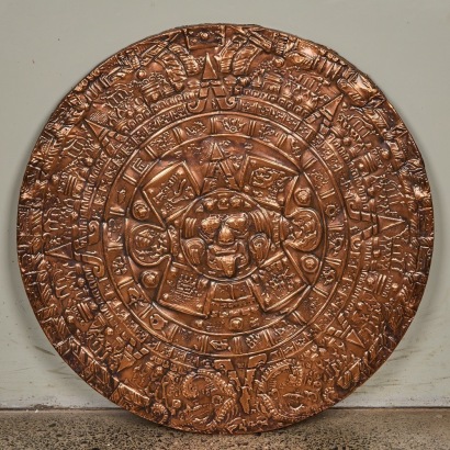 A Mid-Century New Zealand Made Large Copper Aztec Calendar