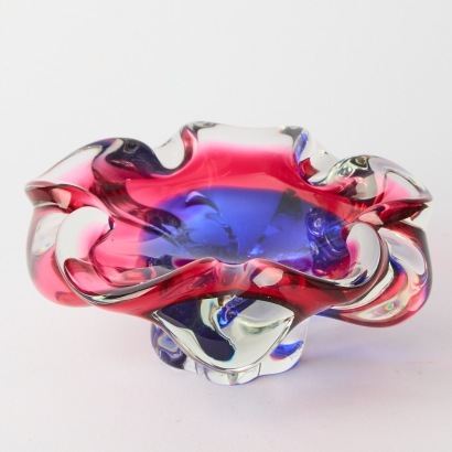 A Mid-Century Murano Sommerso Cased Bowl / Ashtray in Blue and Red
