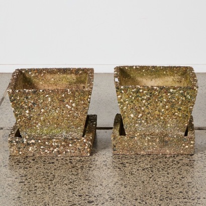 A Vintage Pair Of Concrete Pebble Planters