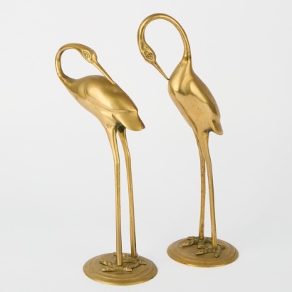 A Pair of Copper Cranes