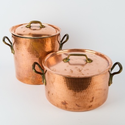 A Pair Of Mauviel Copper Stockpots, France