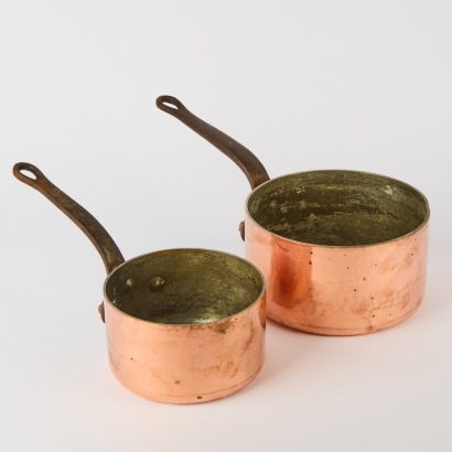 A Pair Of Mauviel Copper Saucepans, France