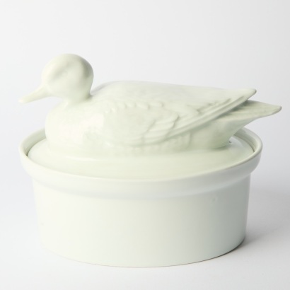 A Vintage French Apilco Porcelain Duck Terrine Serving Dish