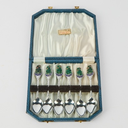 A Set of Souvenir Teaspoons With Hei Tiki Design
